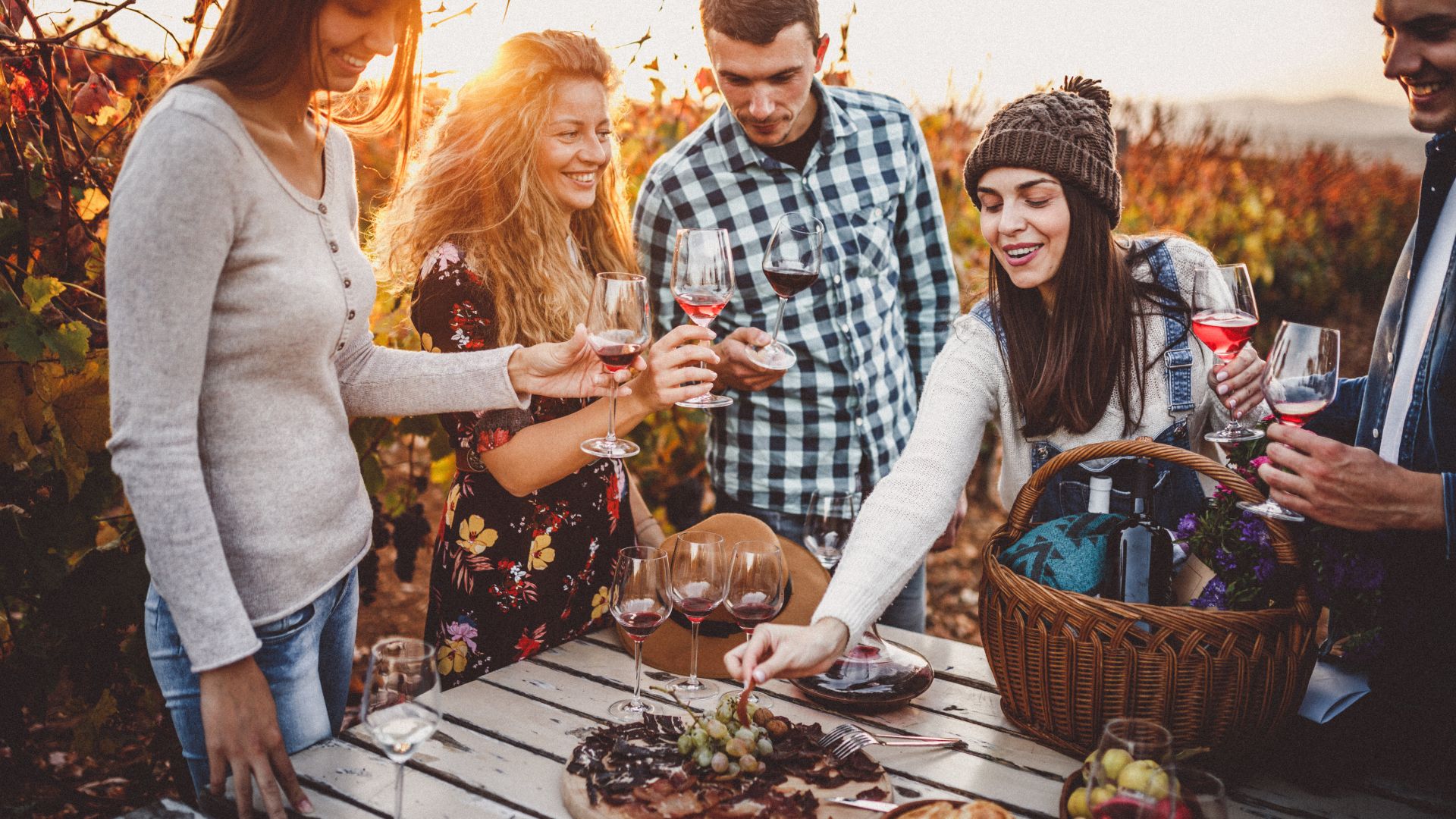 Friends sharing wine at a table