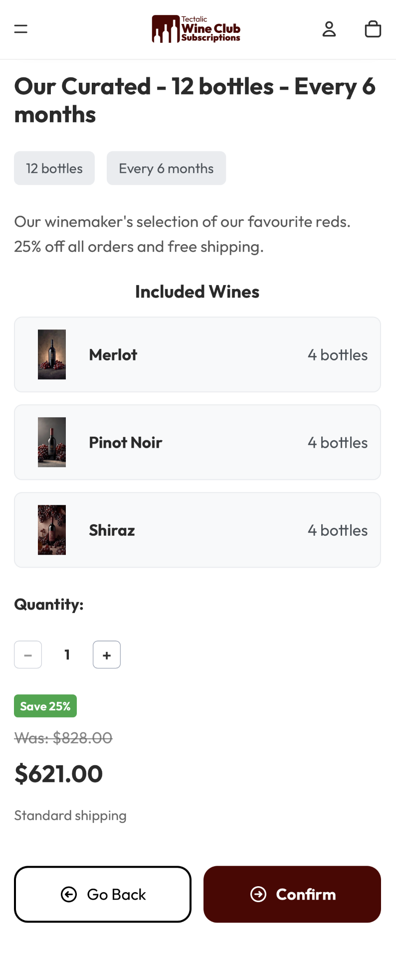 Step 2: reviewing the wines included in a curated club